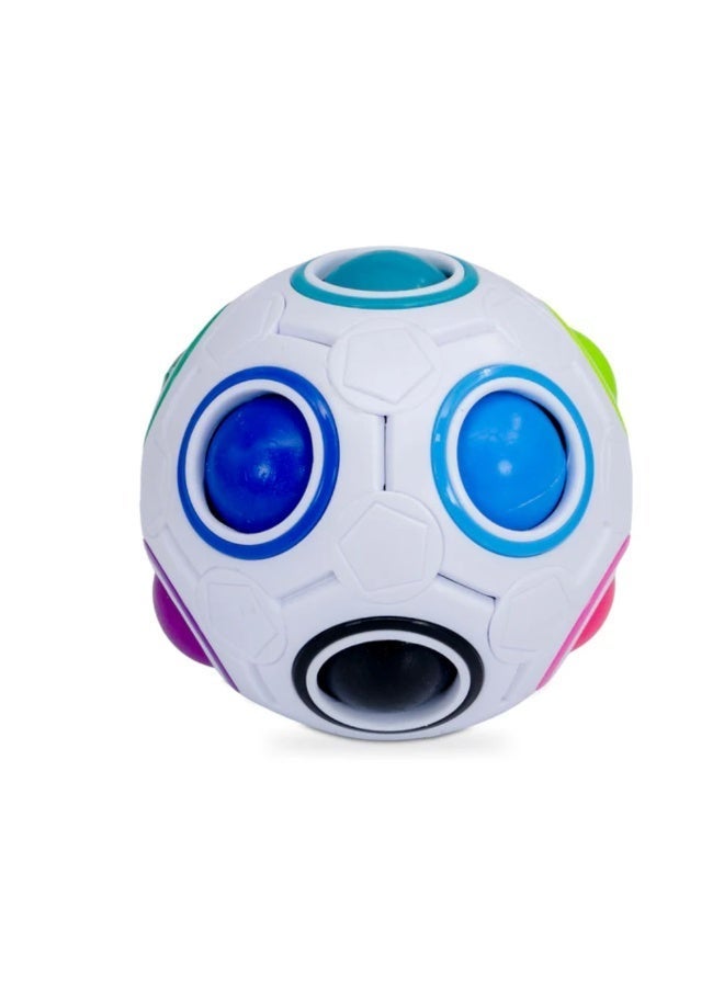 واي جيه لعبة ألغاز كرة قوس قزح YJ (عبوة بلاستر) | لعبة ذهنية ثلاثية الأبعاد على شكل كرة قدم صغيرة – لعبة تعليمية لتطابق الألوان للأطفال والكبار - Image 2